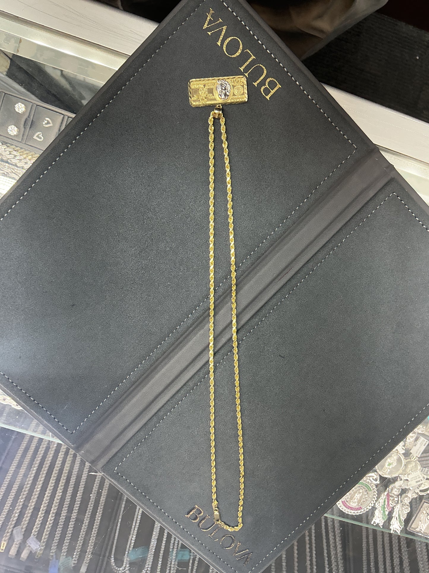 Dollar bill 10k gold chain