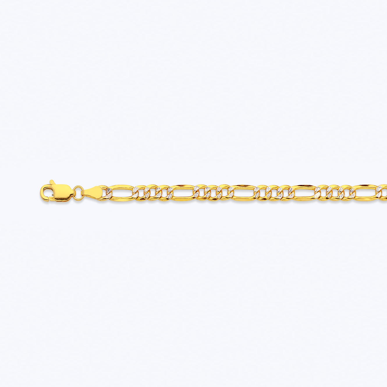 10K 4.5MM YELLOW GOLD PAVE FIGARO 22" CHAIN NECKLACE