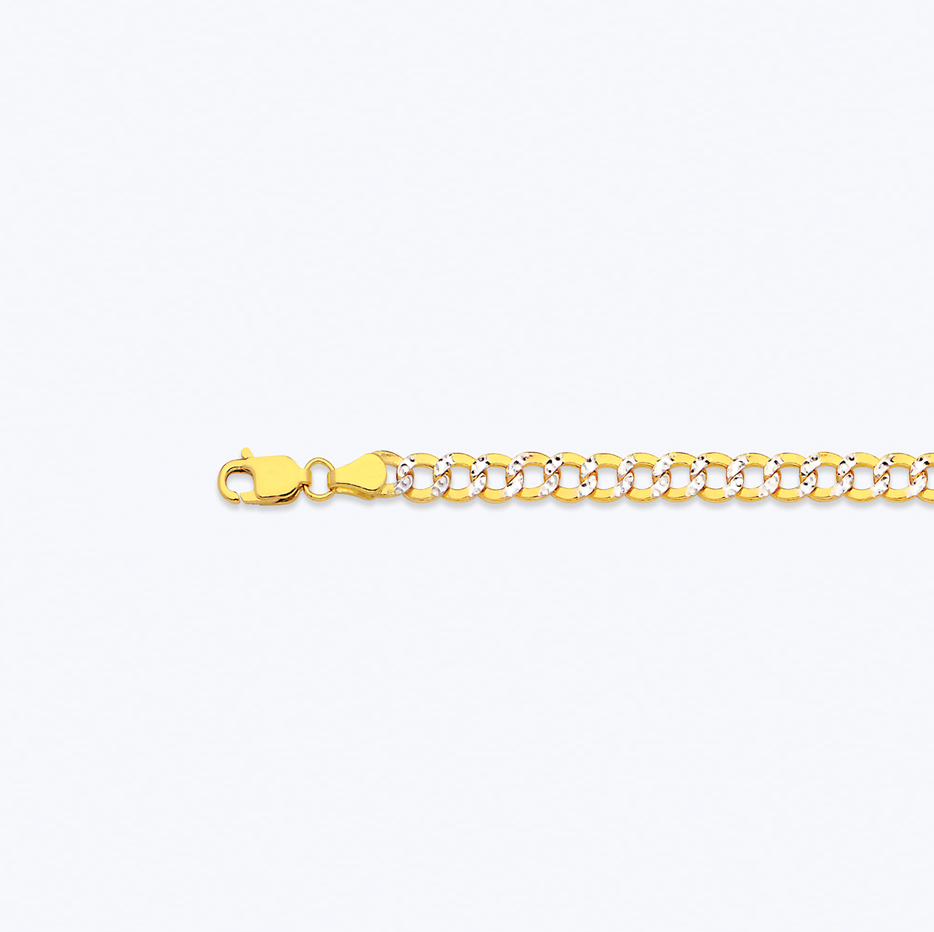 10K 4.5MM YELLOW GOLD PAVE CURB 22" CHAIN NECKLACE