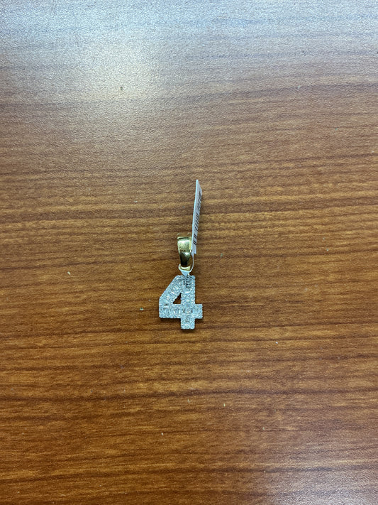 10k Yellow Gold “4” Pendant 0.5ctw Diamond
